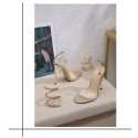 Rhinestone High-heeled Sandals Snakelike Winding Round Toe Transparent Large Size High Heels Women