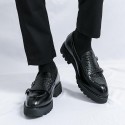 Slip-on Platform Height Increasing Men's Leather Loafers Shoes