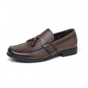 Men's Loafer Tassel Slip-on Business Casual Round Toe Leather Shoes