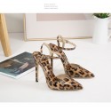 Stiletto Leopard Print Shallow Mouth European And American Plus Size Pointed Women's High Heels