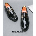 Men's Solid Color Glossy Loafers Plus Size Casual Leather Shoes