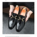 Men's Solid Color Glossy Loafers Plus Size Casual Leather Shoes