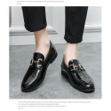 Men's Solid Color Glossy Loafers Plus Size Casual Leather Shoes