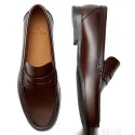 Retro Calfskin Men's Loafer Handmade Wear-resistant Leather