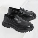 Chunky-soled Height-increasing British-style Business Loafers With A Wide Toe