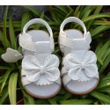 White Leather Bowknot Girls' Sandals Non-slip Anti-sweat