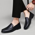 Cowhide Loafers Men's British Business Dress Slip-on Hollowed-out Breathable Leather Shoes