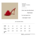 Women's Fashion Shoes Furry Transparent Broadband Crystal Heel Stiletto Heel Sandals
