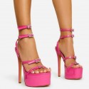 Women's Rhinestone Belt Buckle Roman Sandals