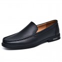 Cowhide Loafers Men's British Business Dress Slip-on Hollowed-out Breathable Leather Shoes