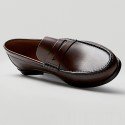 Retro Calfskin Men's Loafer Handmade Wear-resistant Leather