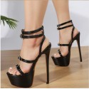 Women's Rhinestone Belt Buckle Roman Sandals