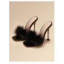 Women's Fashion Shoes Furry Transparent Broadband Crystal Heel Stiletto Heel Sandals