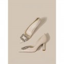 French Pointed High Heels Women Temperament Bride Thin Solid Color