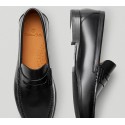 Retro Calfskin Men's Loafer Handmade Wear-resistant Leather